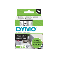 DYMO D1 Schriftband schwarz auf transparent, 9 mm x 7 m