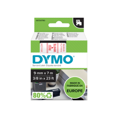 DYMO D1 Schriftband rot auf weiß, 9 mm x 7 m