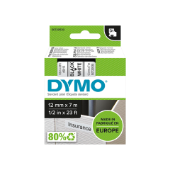 DYMO D1 Schriftband schwarz auf weiß, 12 mm x 7 m